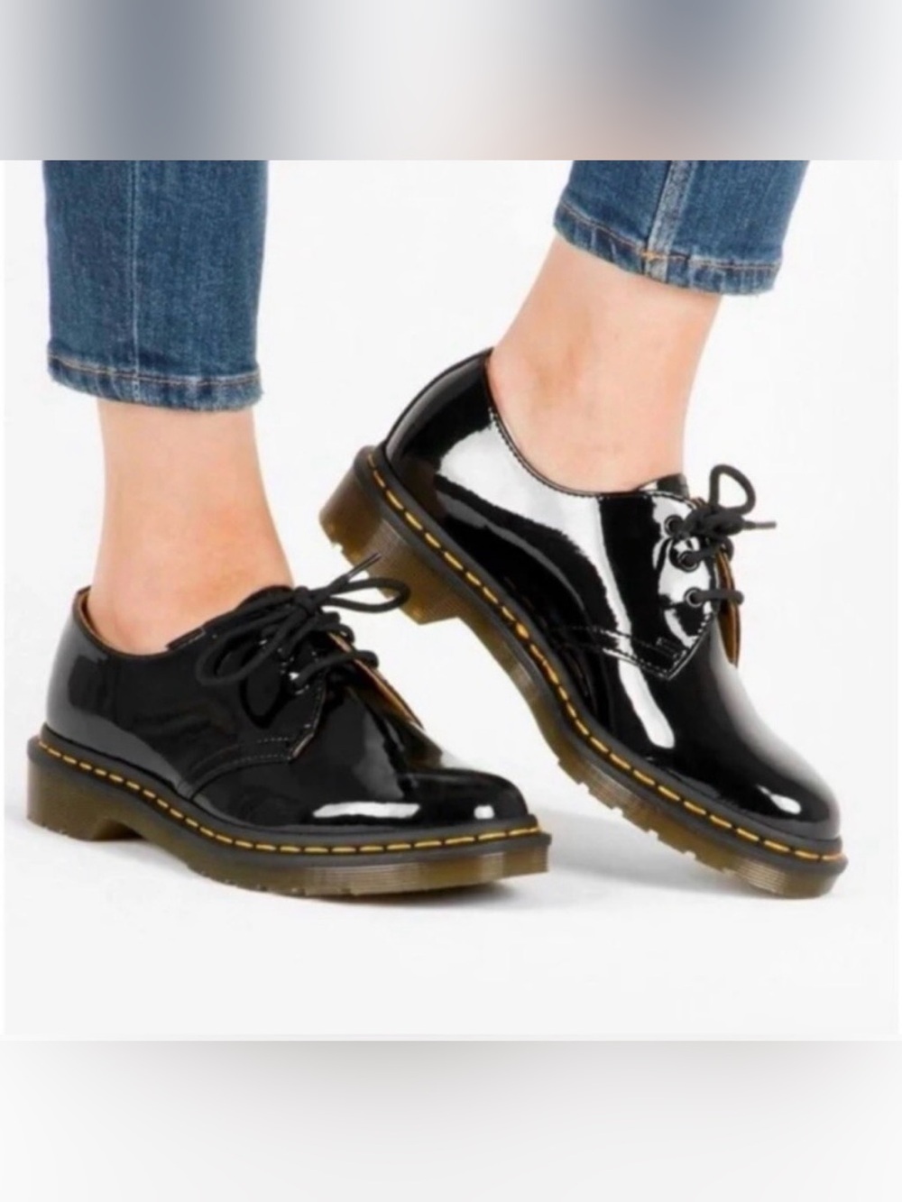 Dr. Marrens Black Patent Lace-Up Women's Oxford Shoes